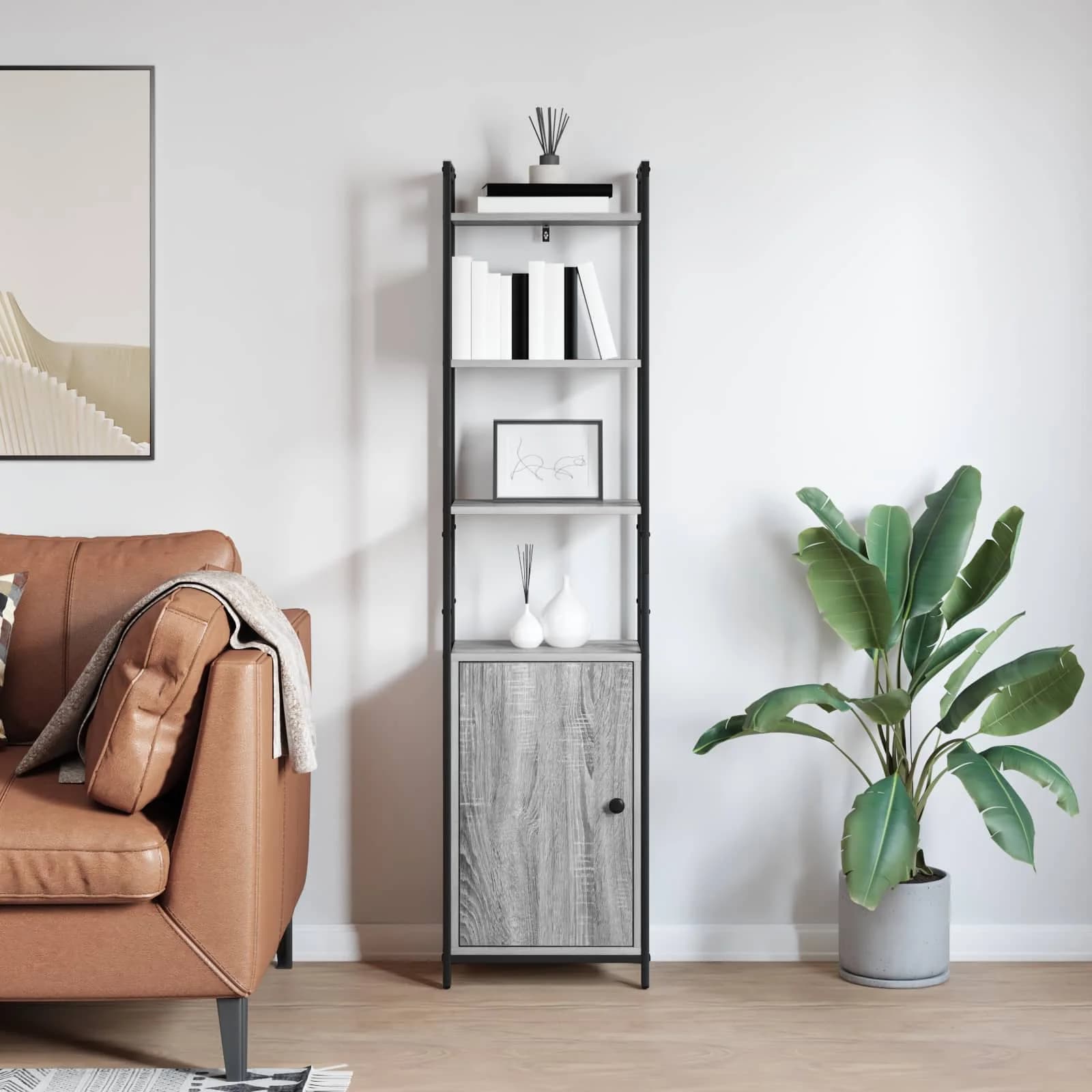 Knjigovni omar 6 nivojev 40 x 24 x 161 cm Inženirski les - slika 4