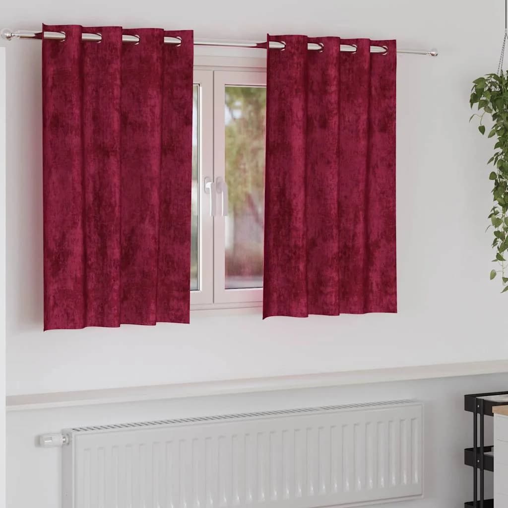 Velvete zavese 2 kos Vinorodna rdeča 140 x 140 cm Žamet