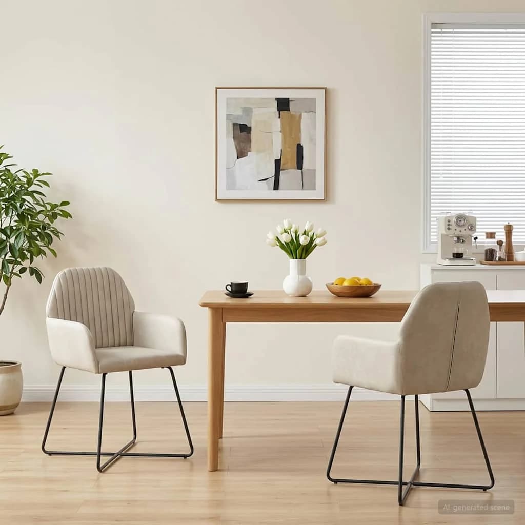 Jedilni stoli 2 kos Žamet Krem 55 x 50 x 84 cm