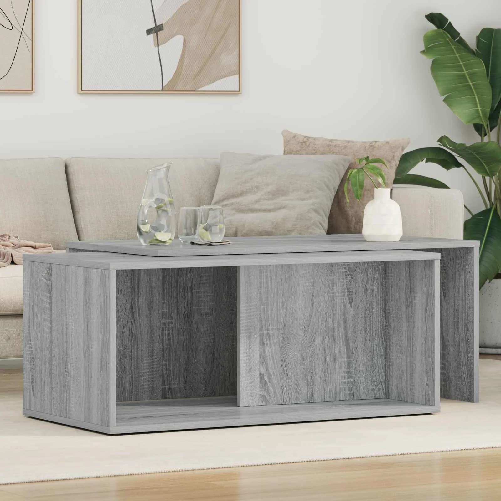 Set kavno mizico 2 kos Siva Sonoma 90 x 48 x 40 cm