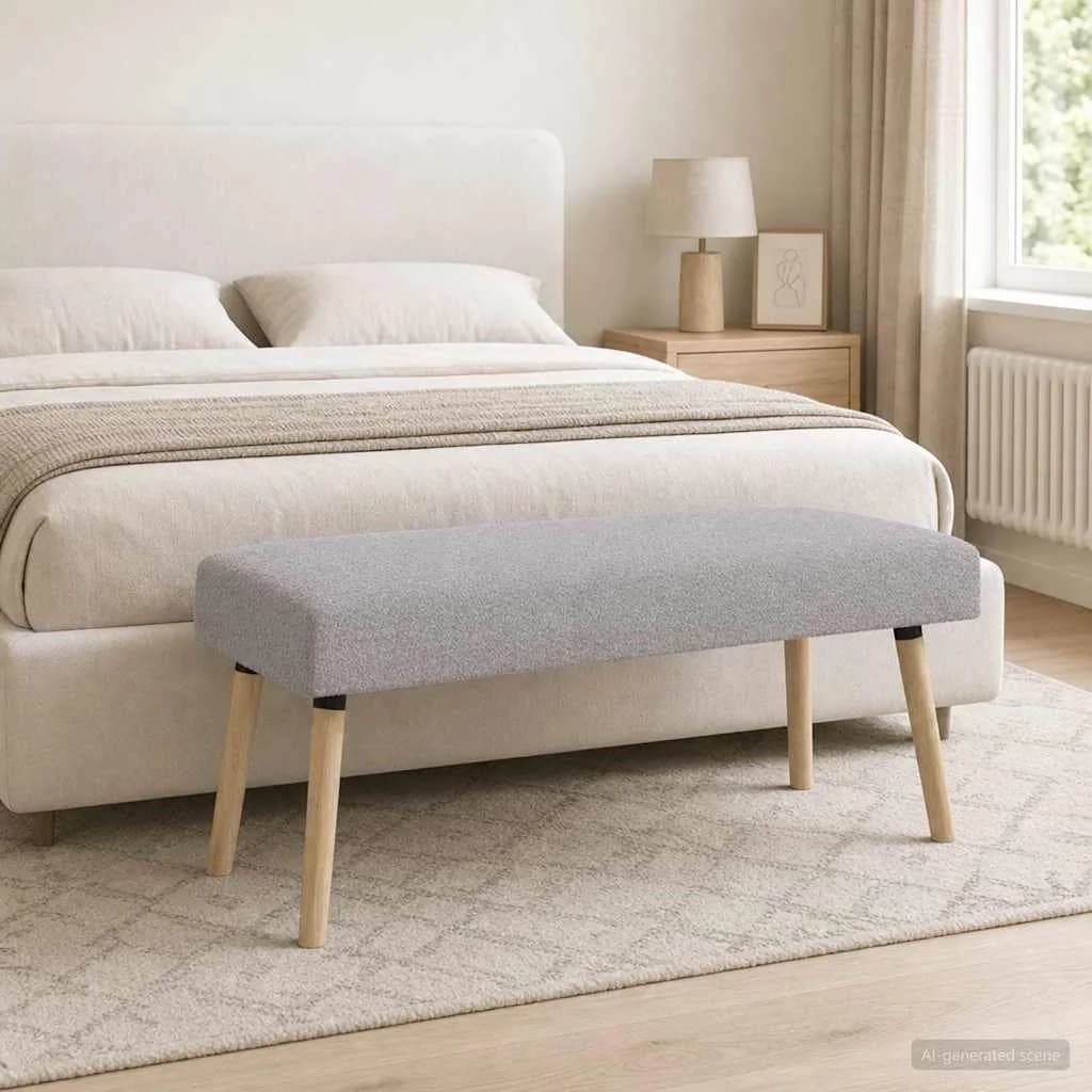 klop Enobarvno Svetlo siva 110 x 40 x 46 cm Bouclé - slika 3