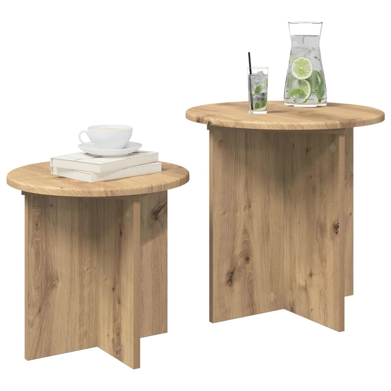 Komplet stranskih mizic 2 kos Artisan hrast Ø 45 x 45 cm - slika 3