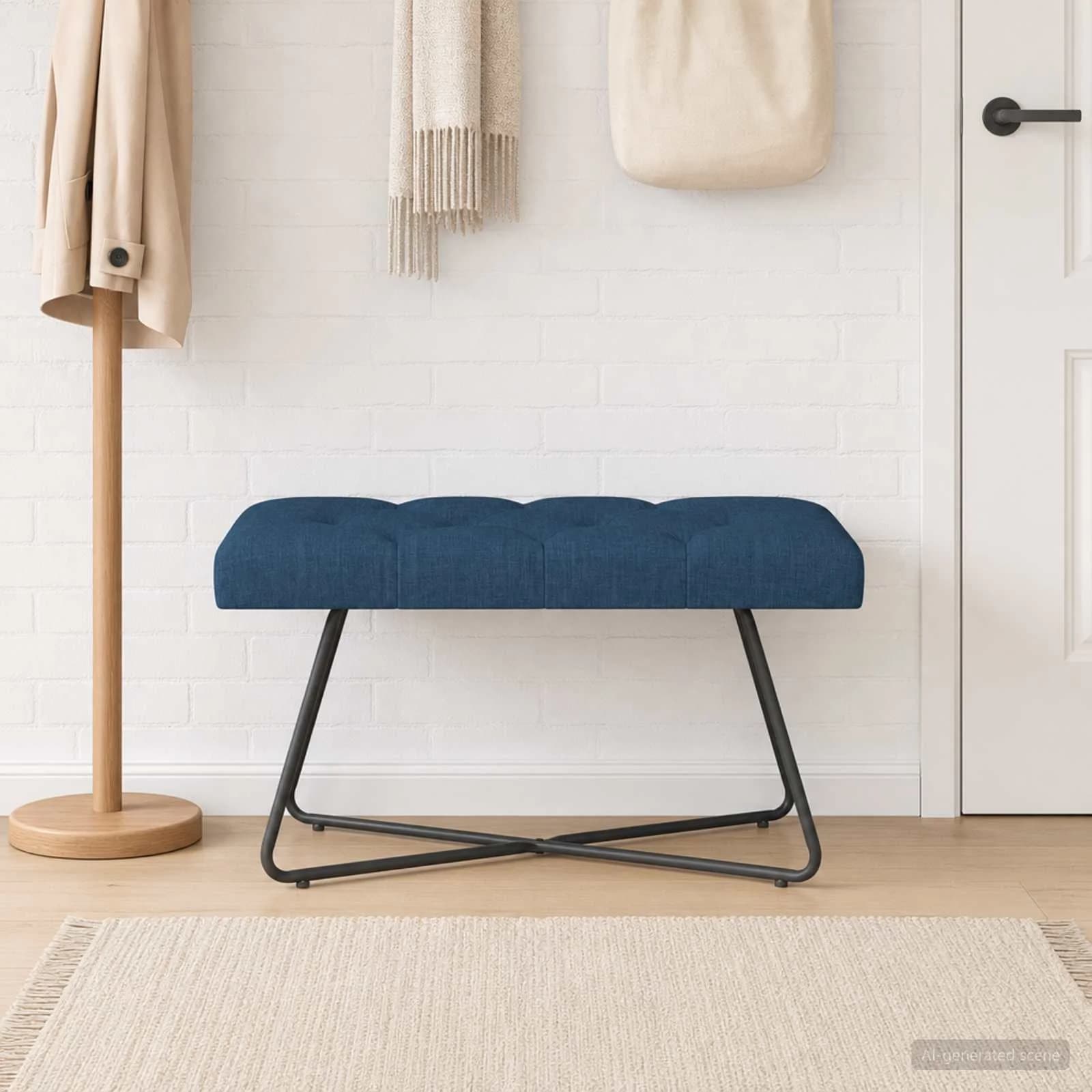 Klop s gumbnim oblazinjenjem Modra 80 x 40 x 46 cm Blago - slika 4