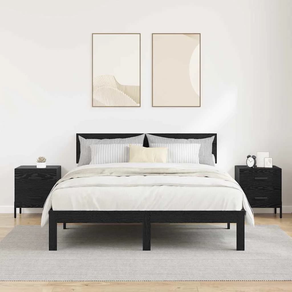 Nočna omarica 2 kos Črna Orehovina 40 x 35 x 47,5 cm - slika 4