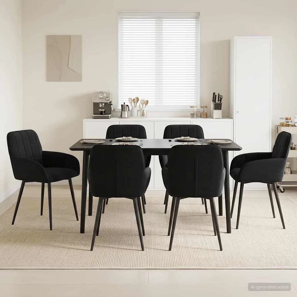 Jedilni stoli 6 kos Žamet Črna 57 x 50 x 85 cm