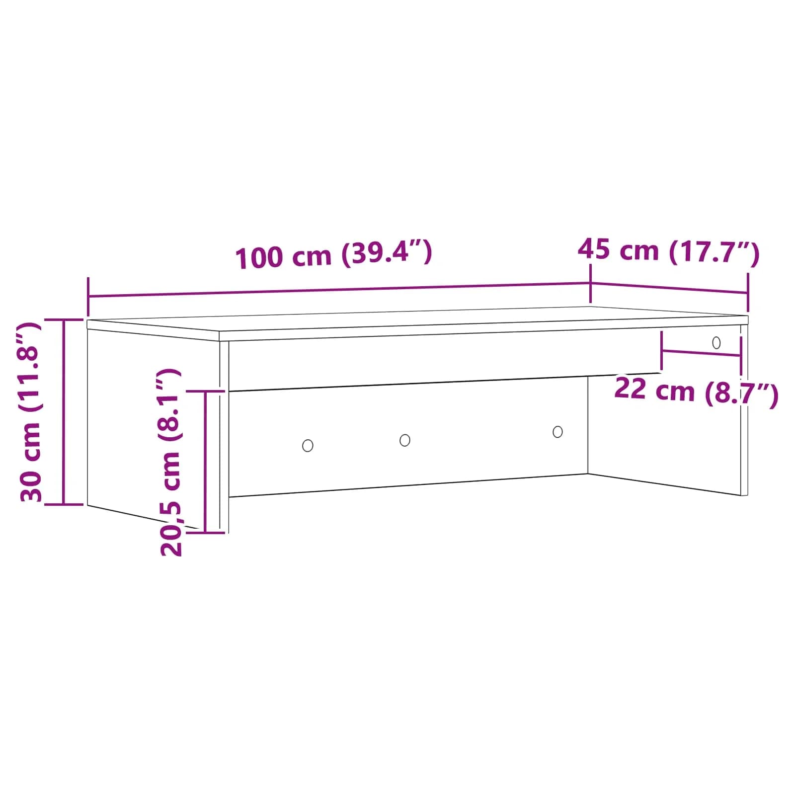 Stenska miza Umetni hrast Inženirski les 100 x 45 x 30 cm - slika 12