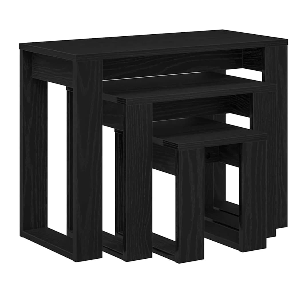 Gnezditvene mize 3 kos Črna Orehovina 61 x 28 x 47 cm - slika 2