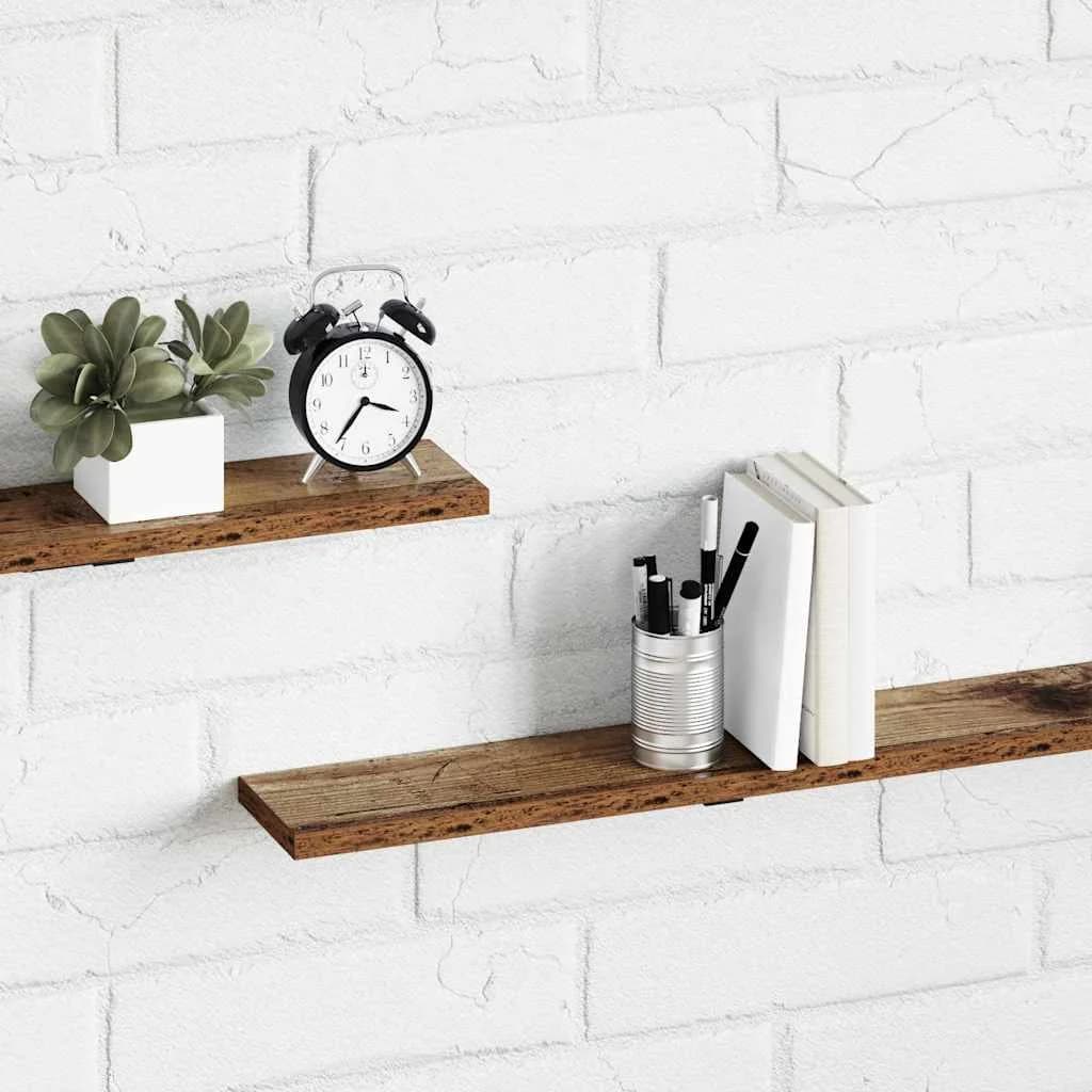 Polica za knjige 3 nivojev 4 kos 100 x 10 x 1,5 cm Rjava - slika 4