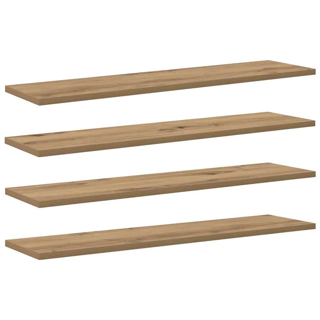 Polica za knjige 3 nivojev 4 kos 80 x 20 x 1,5 cm Rjava - slika 2
