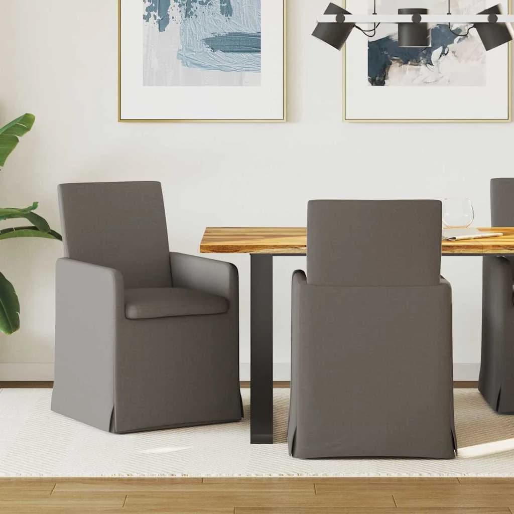 Jedilni stoli 2 kos Laneno platno Svetlo siva 57 x 67 x 95 cm