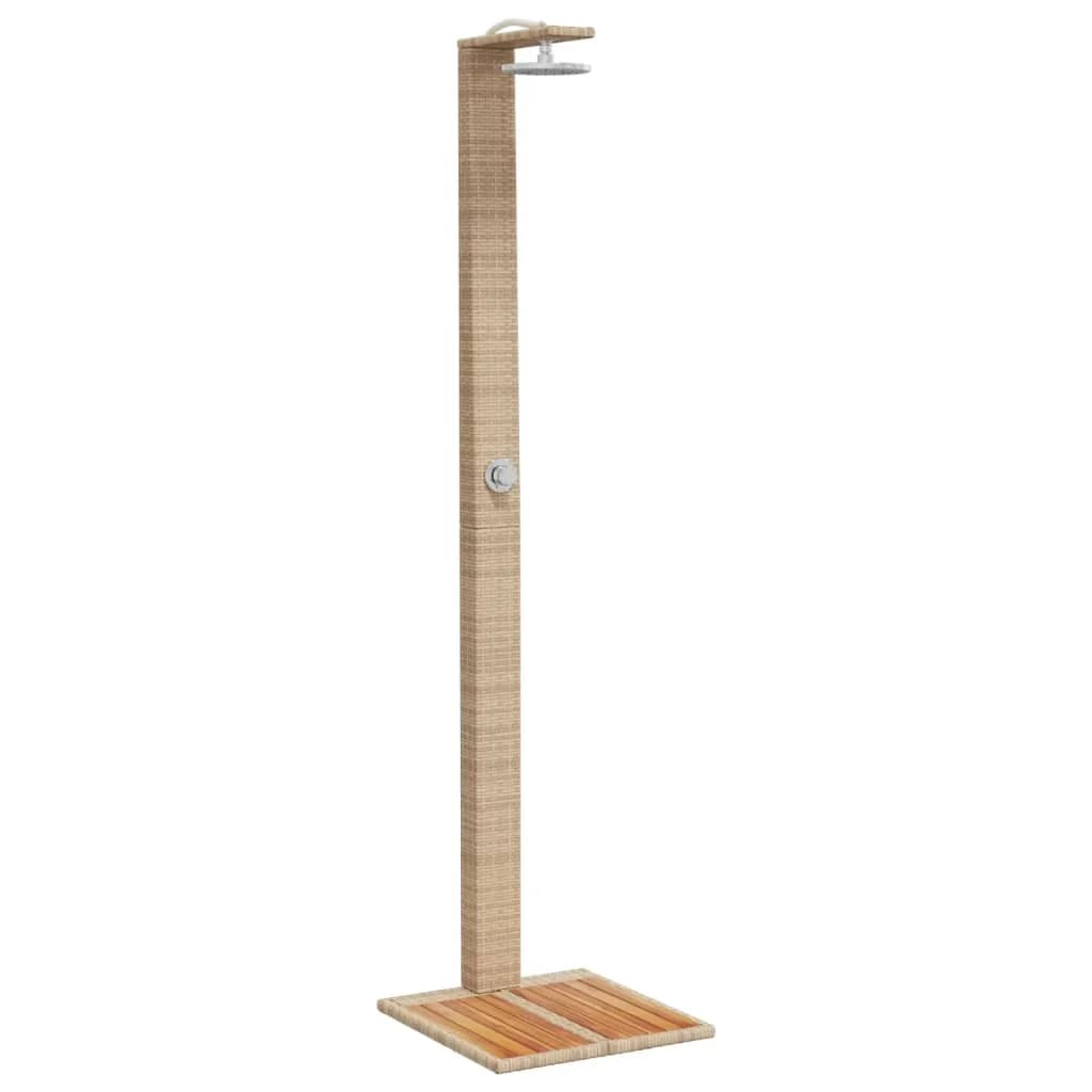 Zunanji tuš bež 50x55x224 cm poli ratan in akacijev les - slika 2