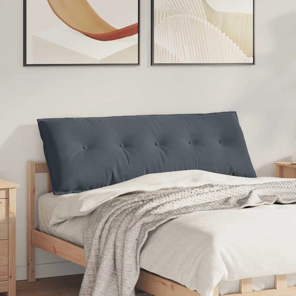 Poglavni vzglavnik Temno siva 140 x 50 cm Žametna tkanina