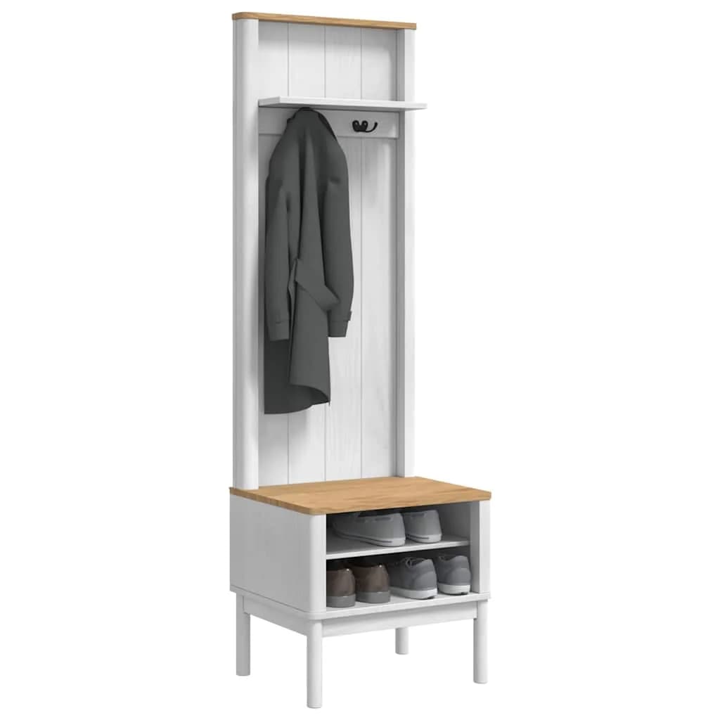 Omara za hodnik FLORO Bela 50 x 40 x 158 cm Masivno borovo les - slika 3
