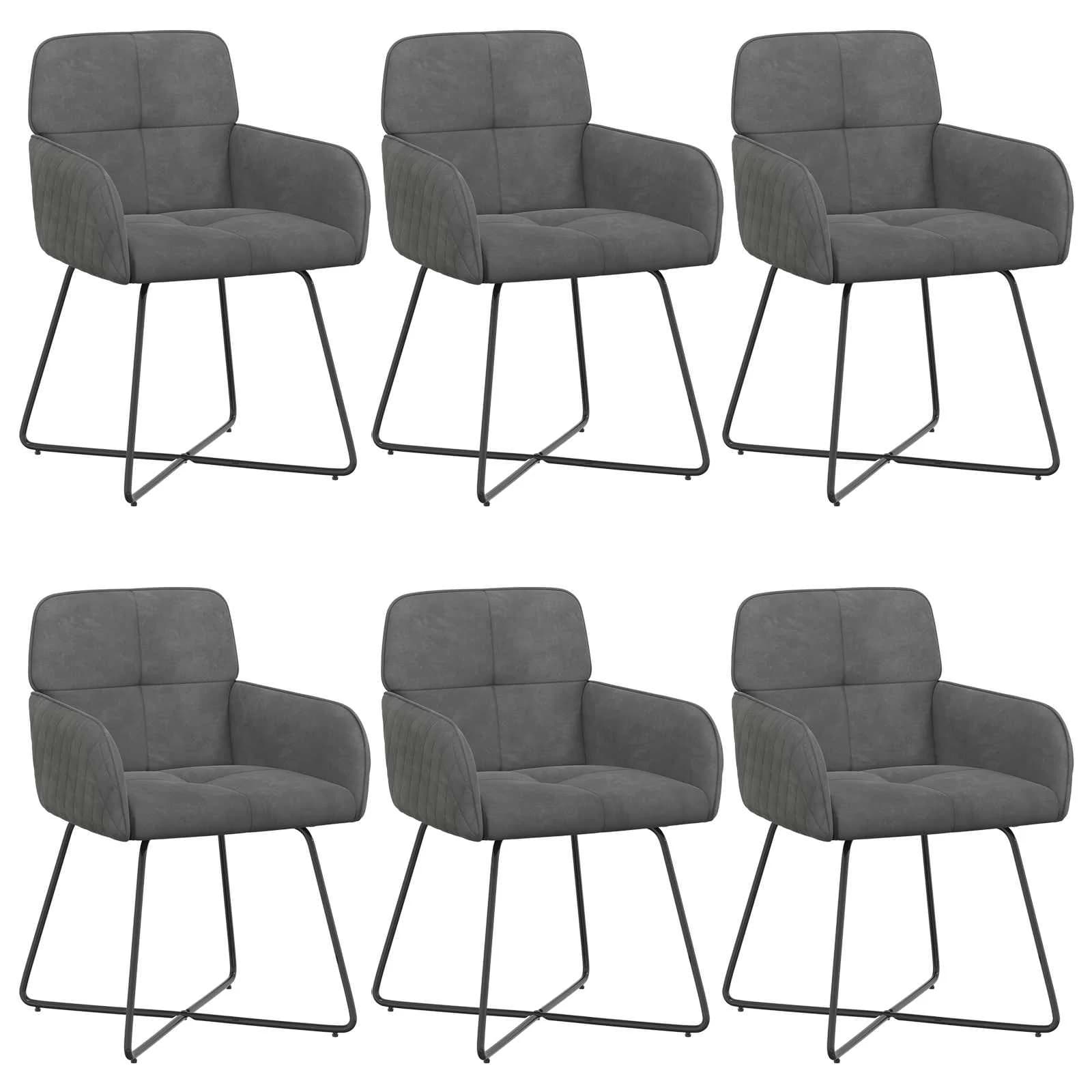 Jedilni stoli 6 kos Žamet Temno siva 59 x 56,5 x 86 cm - slika 2