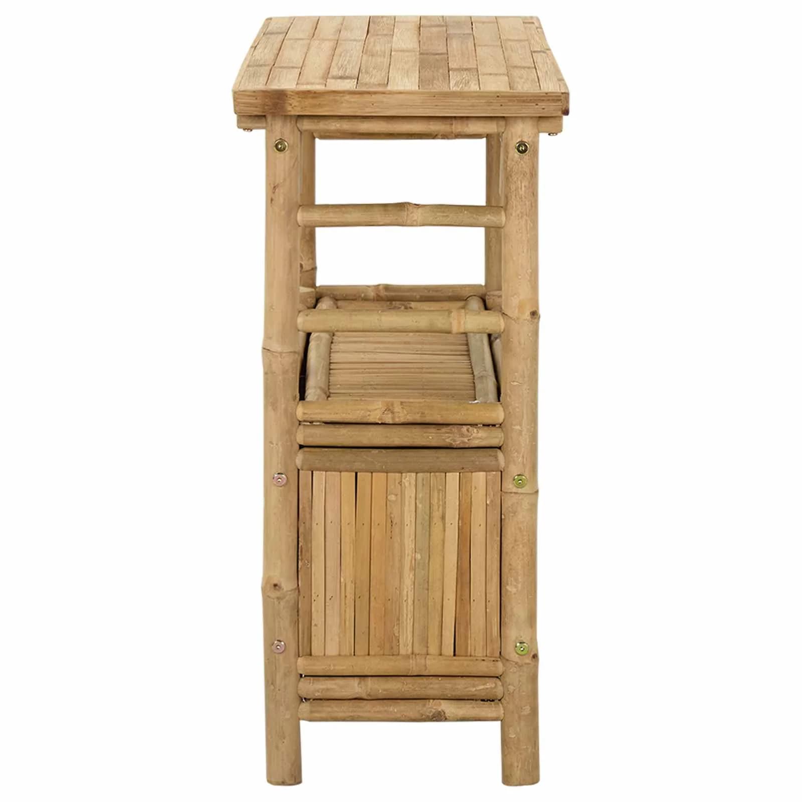 Konzolna miza s polico z vrati Naravna 80 x 35 x 75 cm Bambus - slika 5