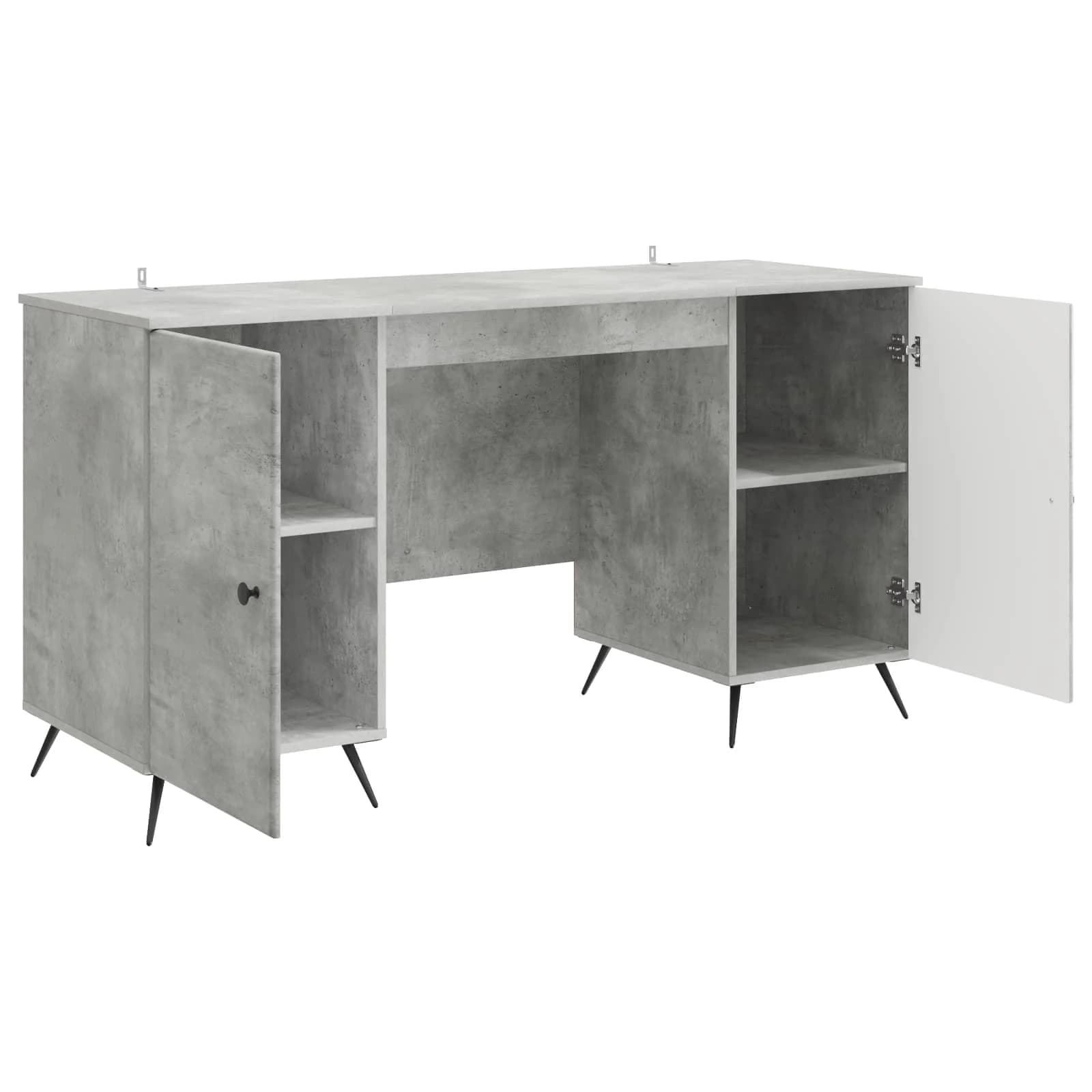 Miza s polico Betonsko siva 142,5 x 50 x 75 cm Inženirski les - slika 4