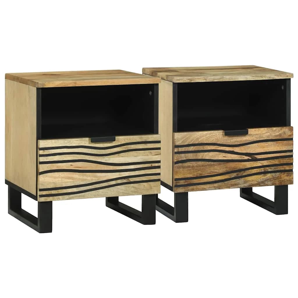 Nočna omarica 2 kos Naravna 40 x 33 x 46 cm Inženirski les