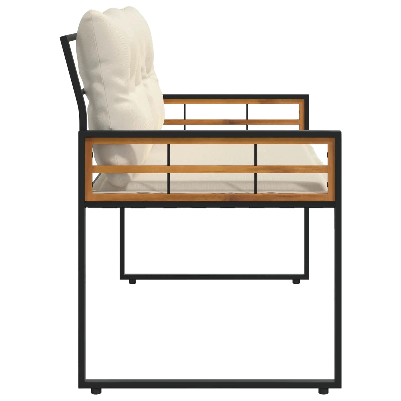 Lesena ležajna klop z blazino Enobarvno krema 114 x 55 x 77 cm - slika 5