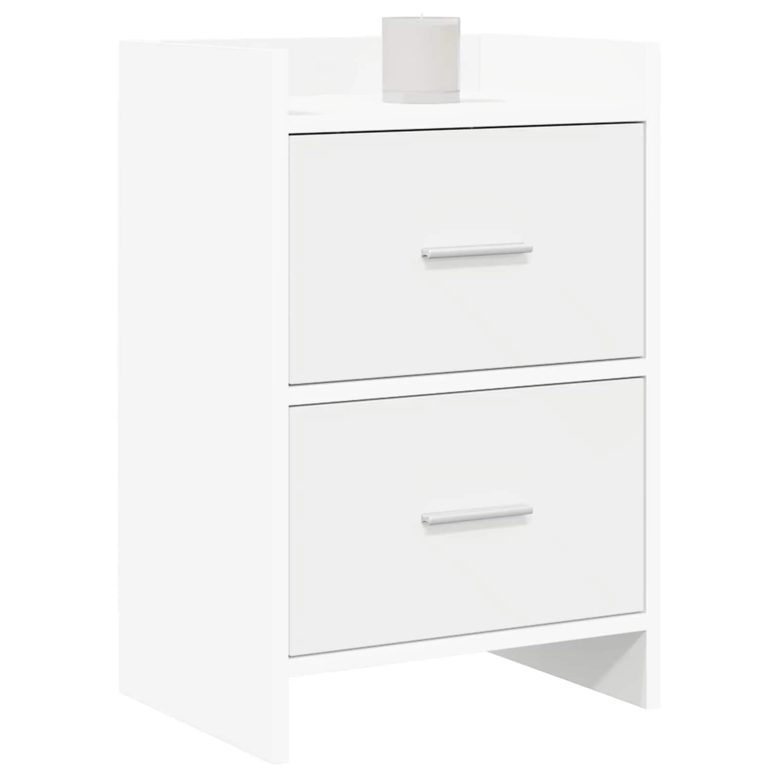 Posteljne mize 2 kos Bela 40 x 30 x 60 cm Inženirski les - slika 2