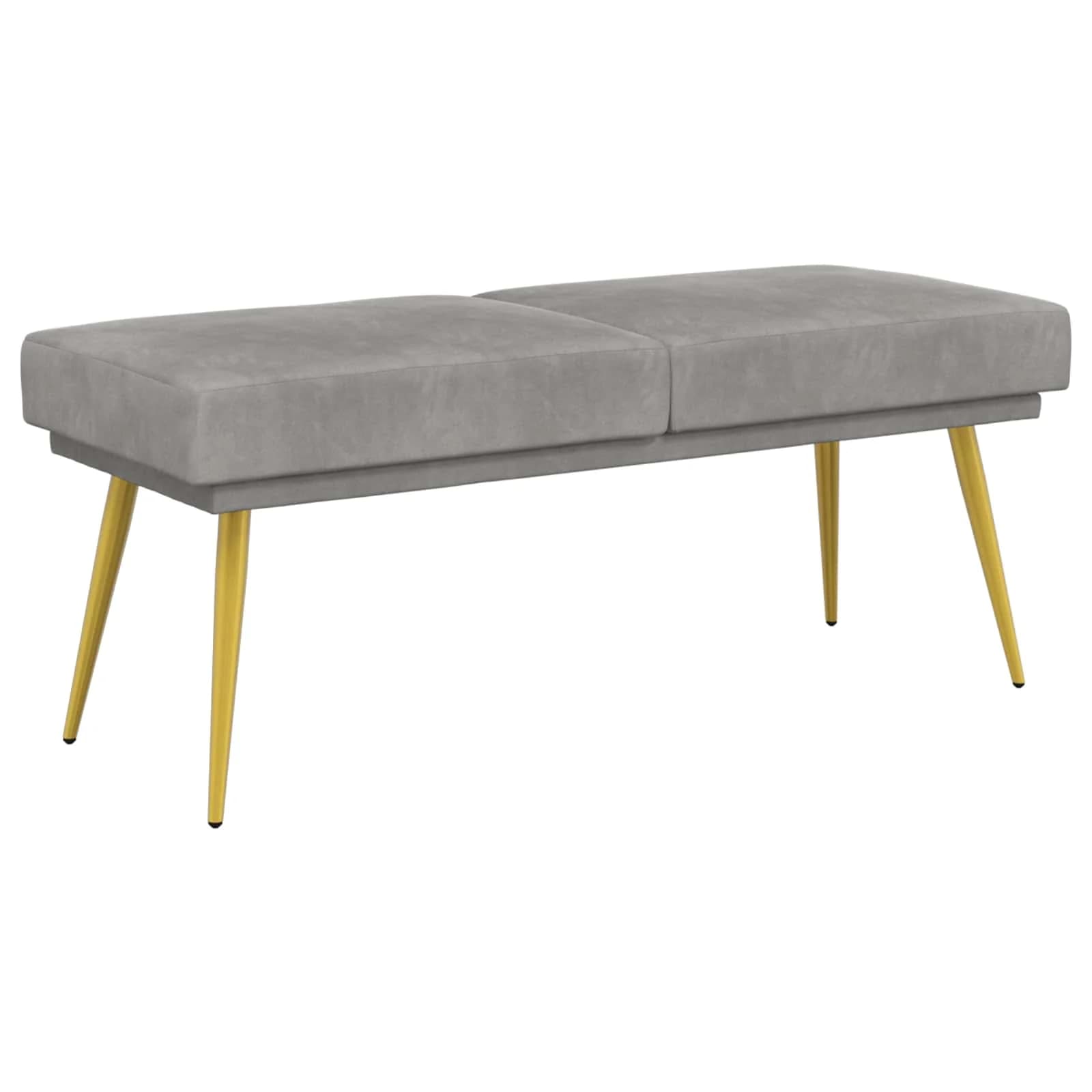 Dvojna klop Svetlo siva 120 x 45 x 46 cm Žamet - slika 2