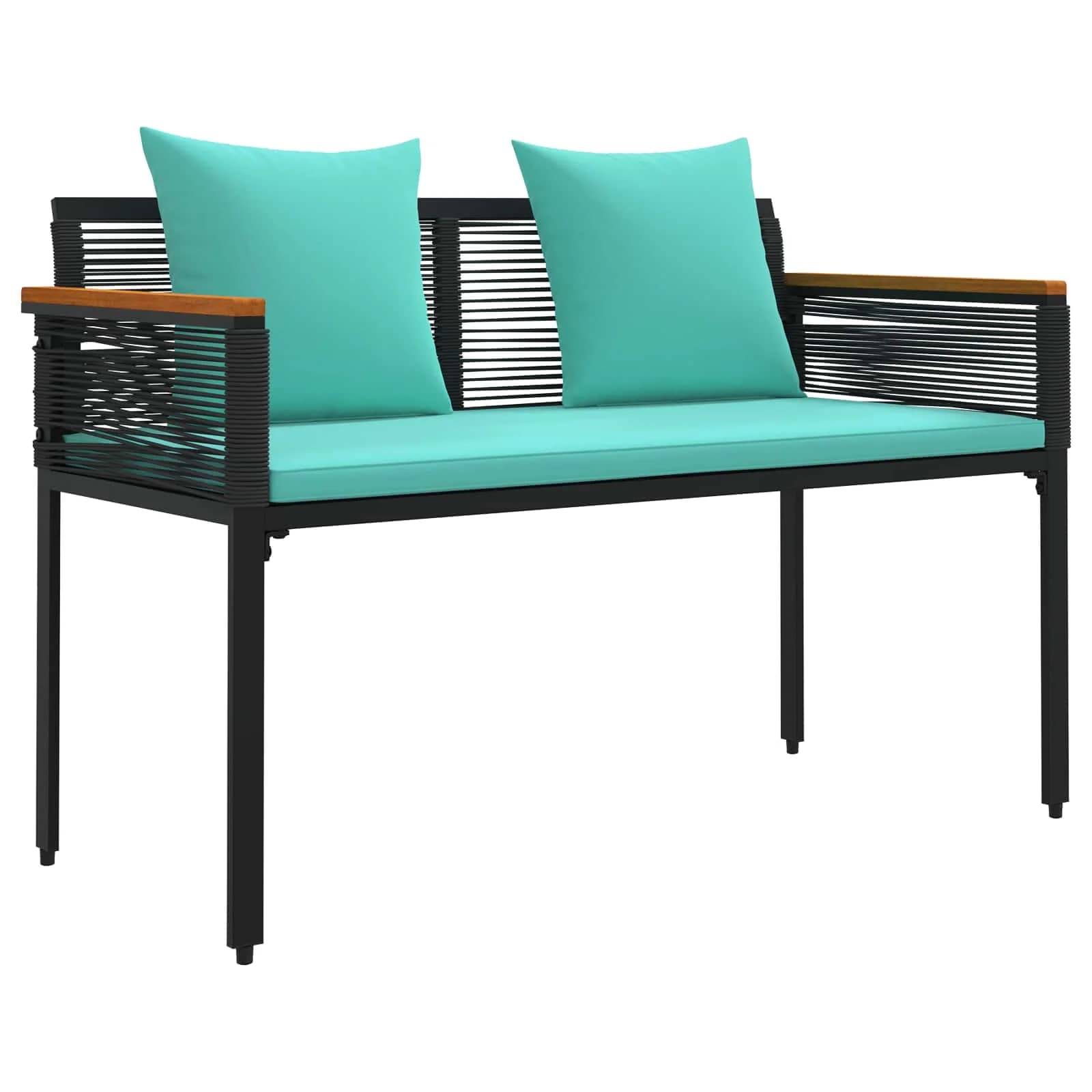 Zunanja klop Črna in turkizna 117 x 54 x 74.5 cm poli ratan - slika 2