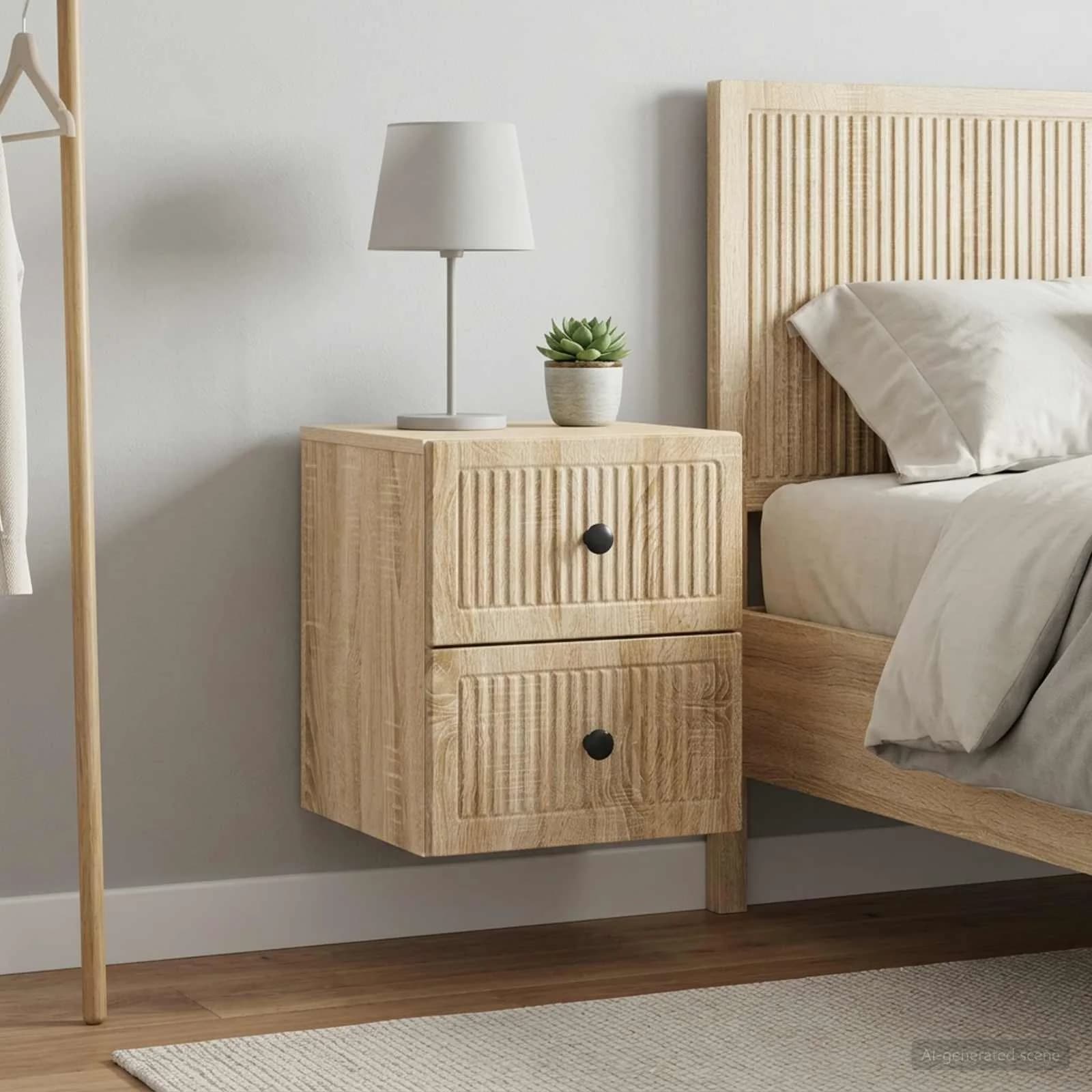 Stenski nočni omarici 2 kos Sonoma hrast 33 x 34,5 x 40 cm - slika 4