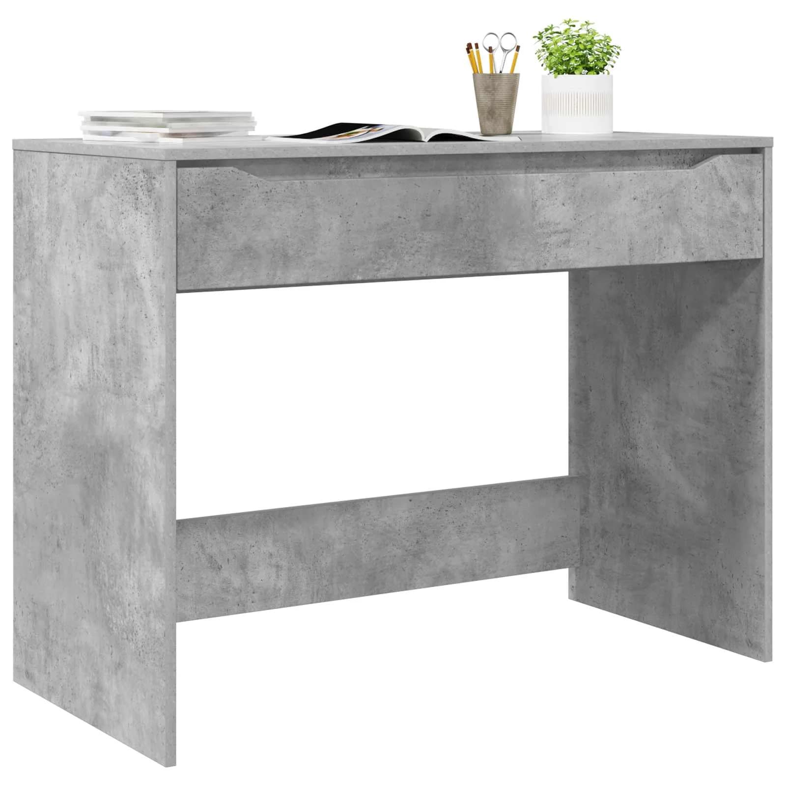 Miza s predalom Beton Siva 100 x 50 x 78 cm Konstruirano leseno - slika 3