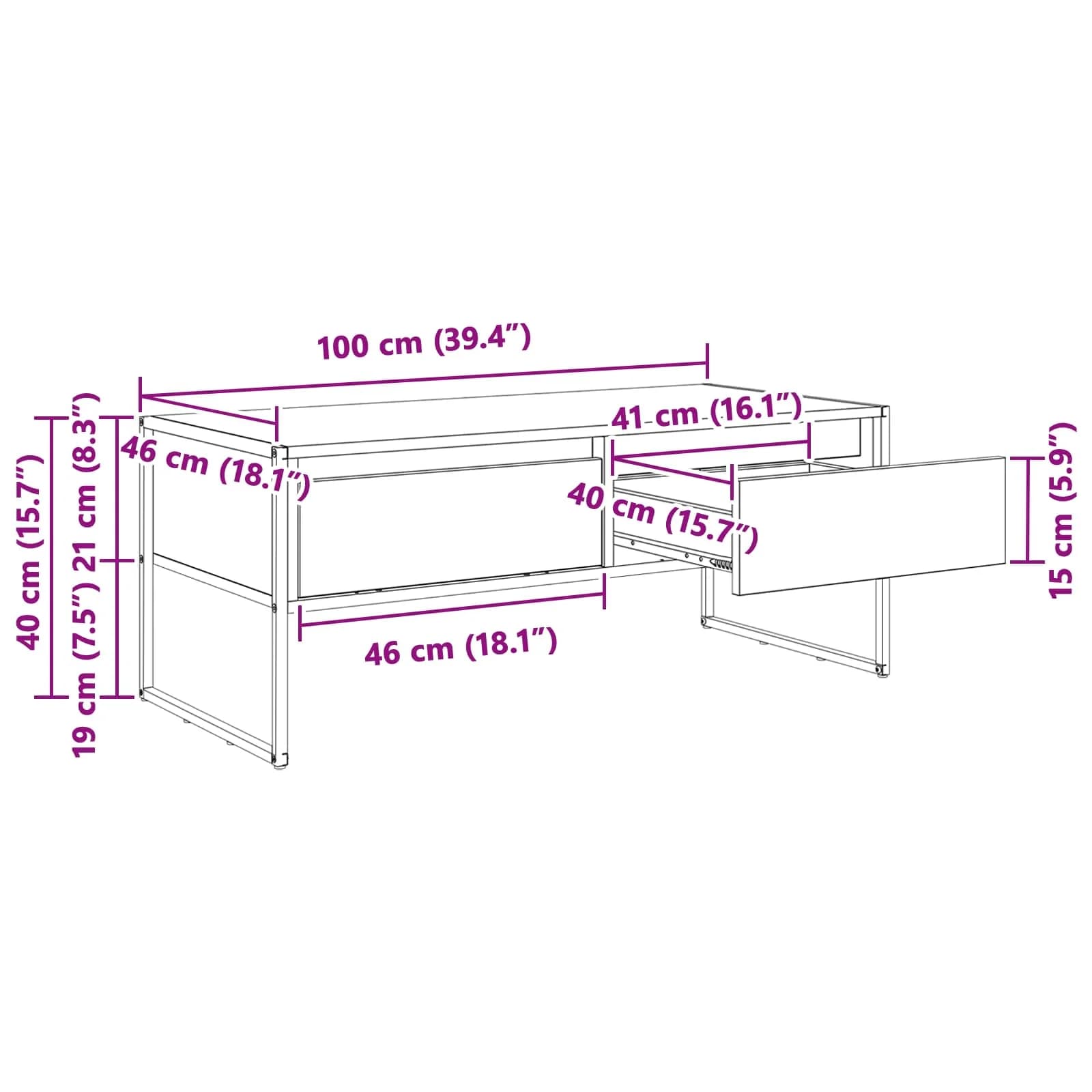 Klubska miza Star les 100 x 46 x 40 cm Inženirski les - slika 12