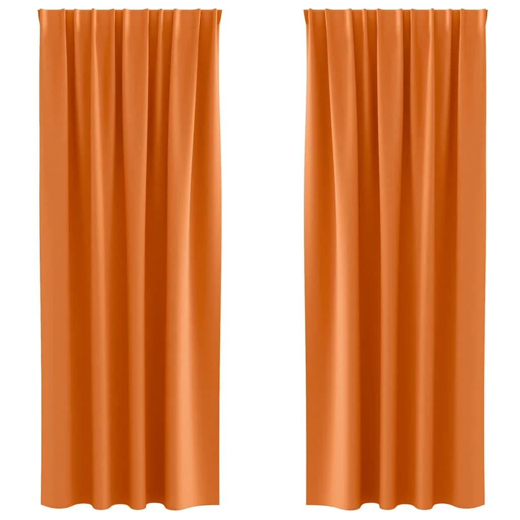 Zavese za zatemnitev z obroči 2 kos Svetlo oranžna 260 x 140 cm - slika 2