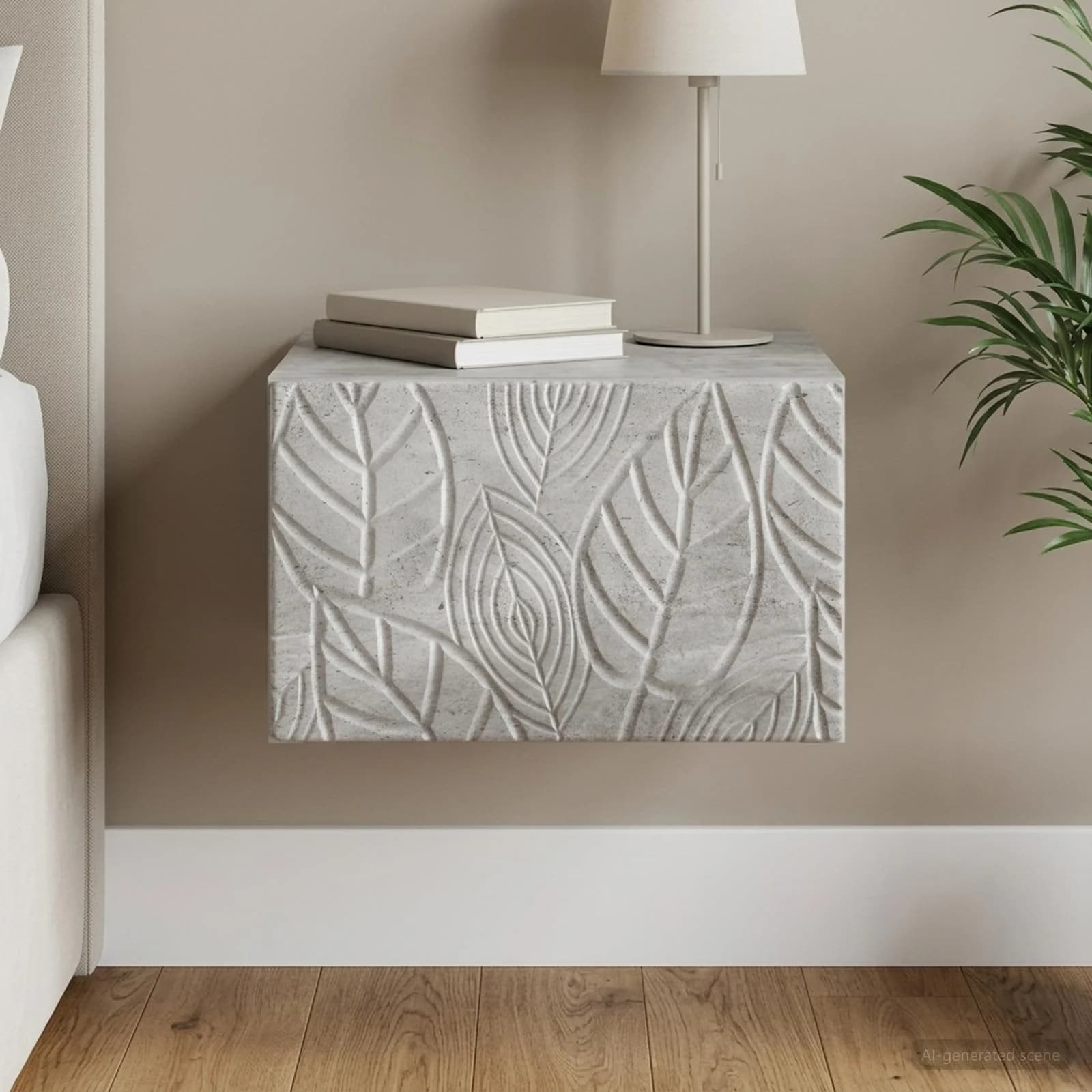 Stenski nočni omarici Betonsko siva 49 x 34,5 x 20 cm