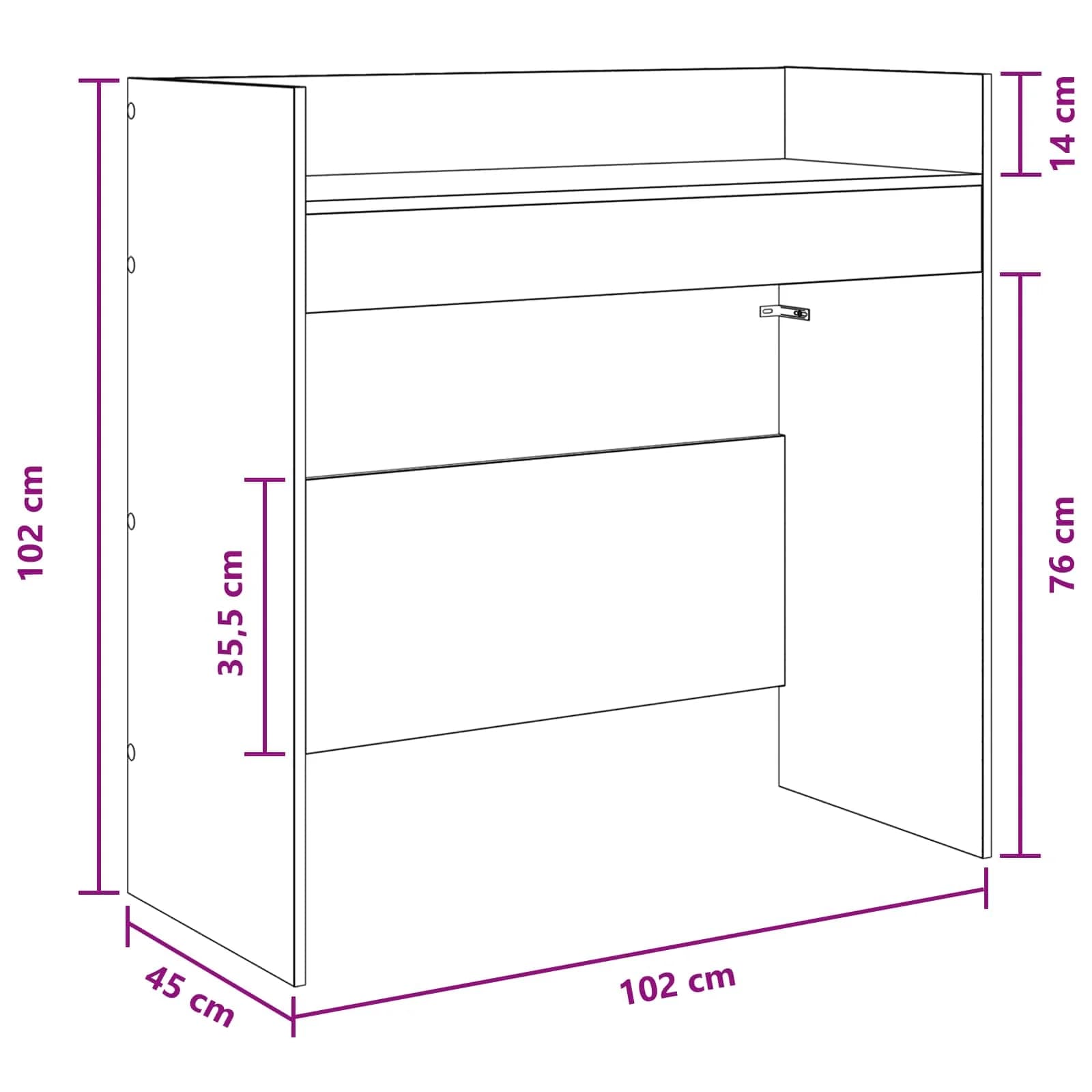 DJ miza Sonoma hrast 102 x 45 x 102 cm Inženirski les - slika 9