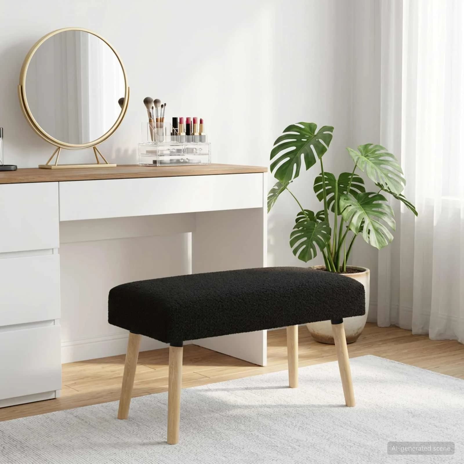 klop Enobarvno Črna 80 x 40 x 46 cm Bouclé - slika 4