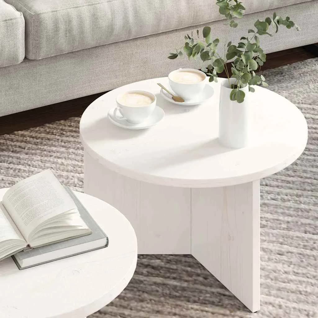 Klubska miza 2 kos Bela 49 x 49 x 28 cm Trden borov les - slika 4