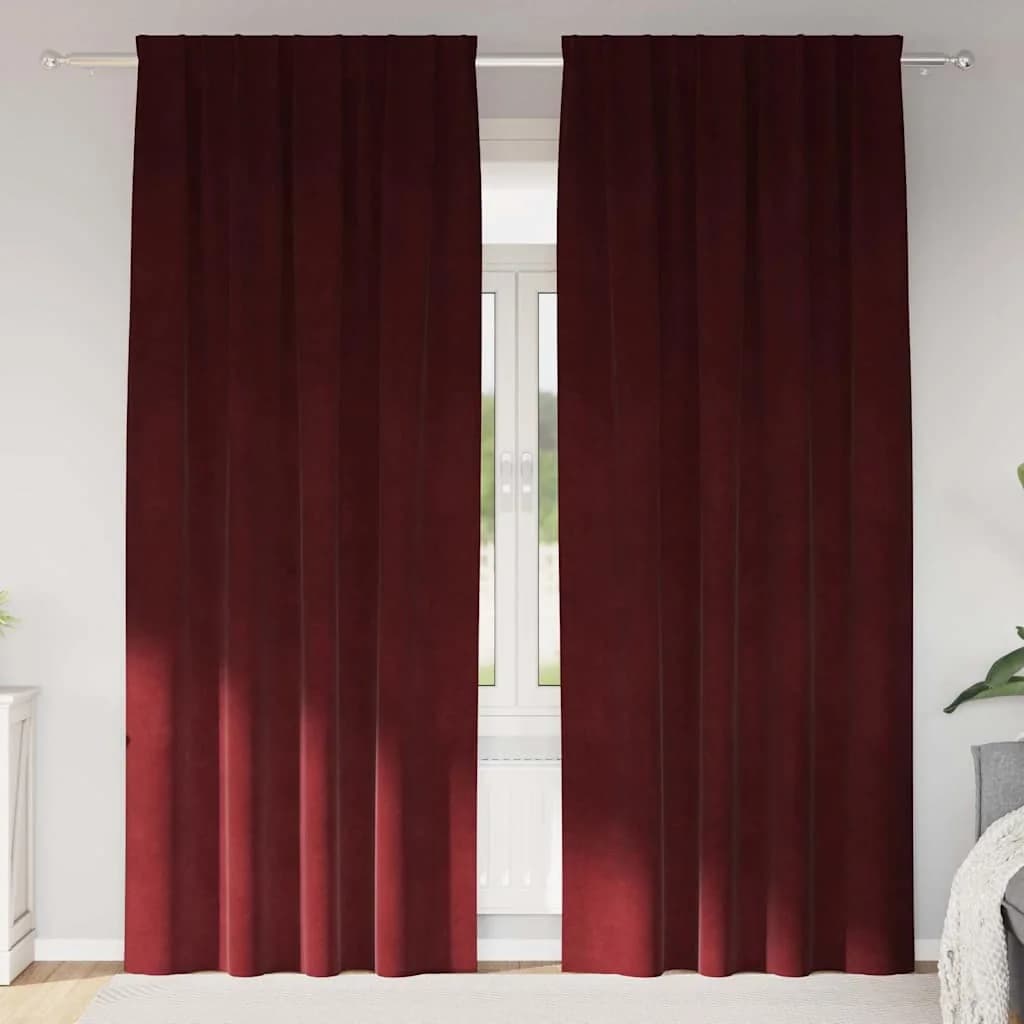 Zatemnitvene zavese 2 kos Vinorodna rdeča 140 x 260 cm Žamet