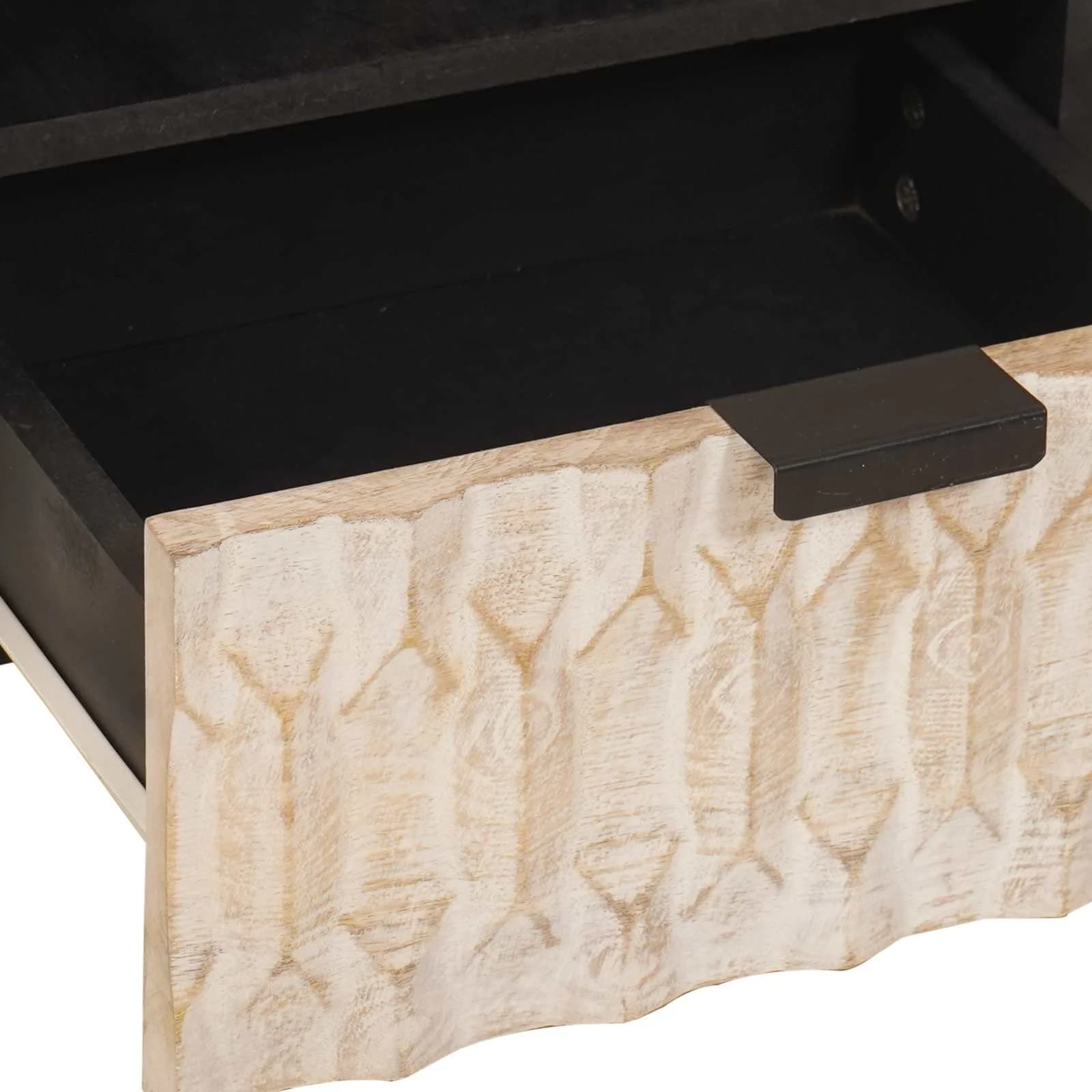 Klubska miza s predalom Bela 80 x 54 x 40 cm Masiven les manga - slika 7