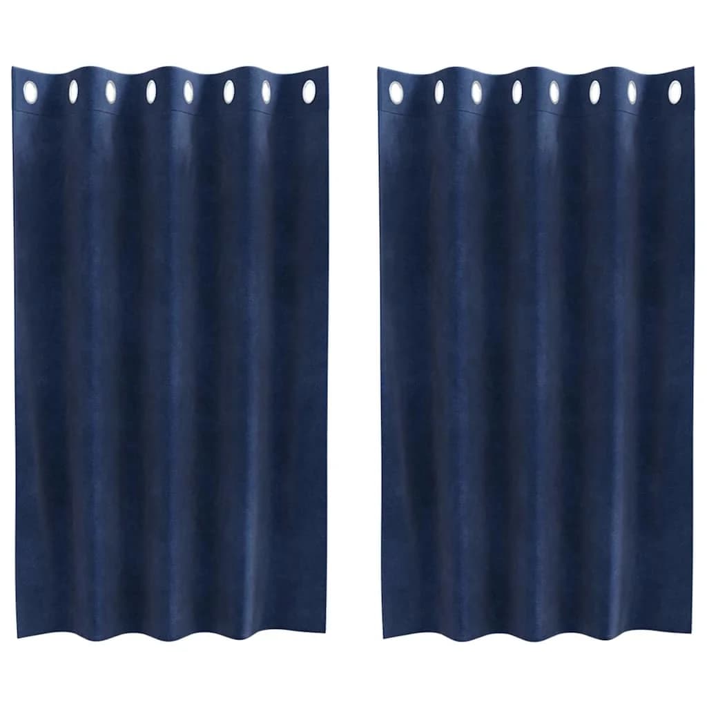 Zatemnitvene zavese 2 kos Temno modra 140 x 140 cm Žamet - slika 2