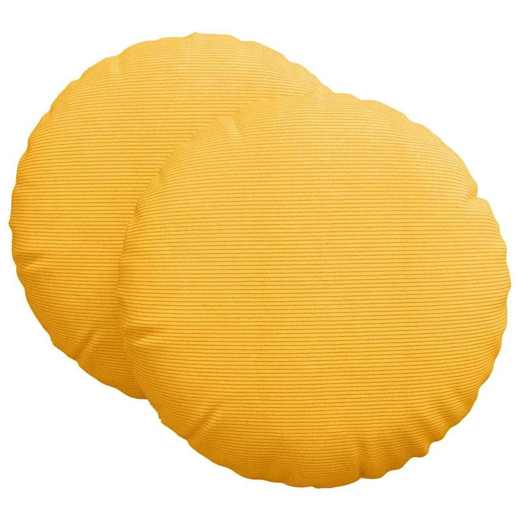 Sedežne blazine 2 kos Žametna tkanina Svetlo rumena Ø 80 cm - slika 2