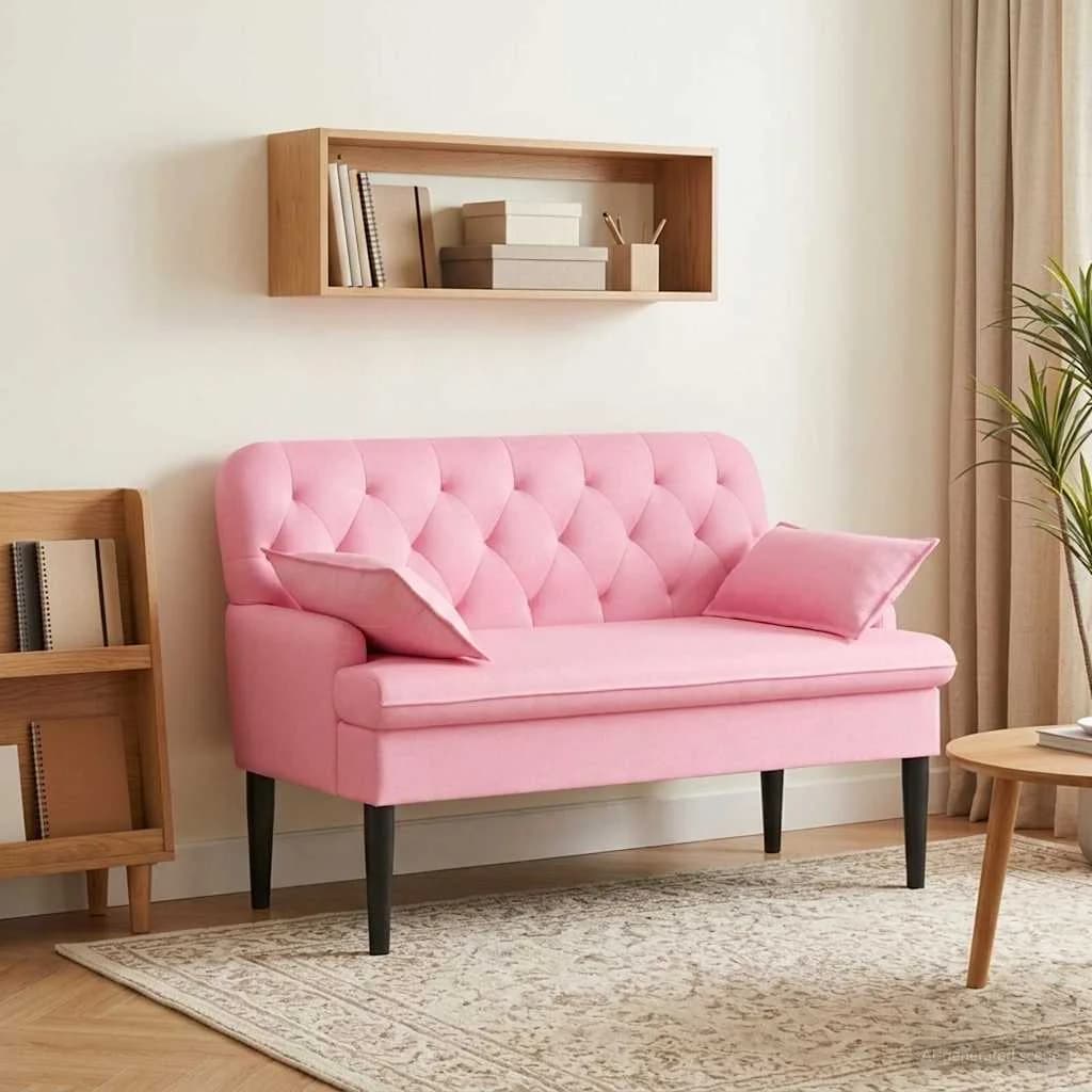 Dvojnica s gumbi Roza 111 x 68 x 80 cm Blago