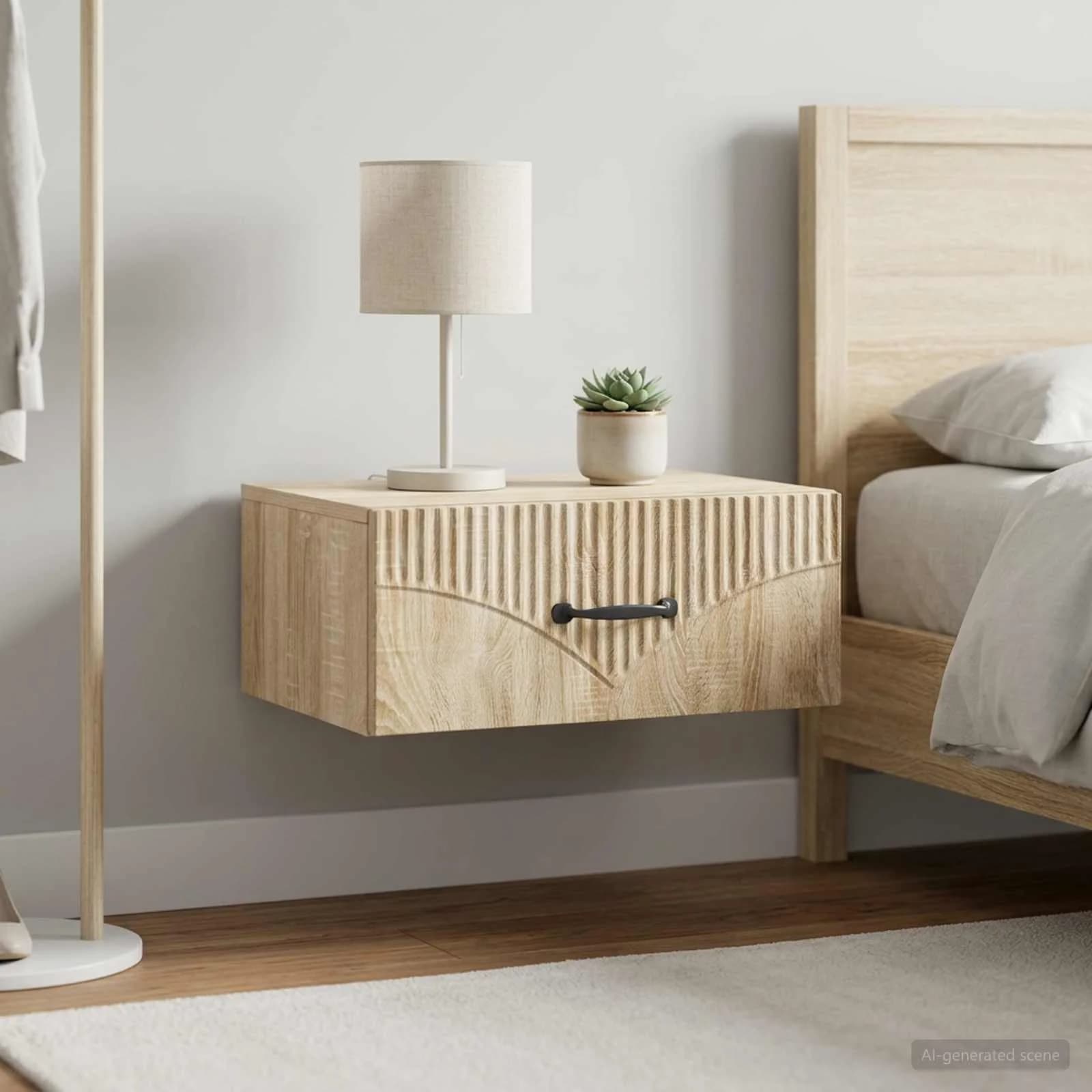 Stenski nočni omarici 2 kos Sonoma hrast 49 x 34,5 x 20 cm - slika 4