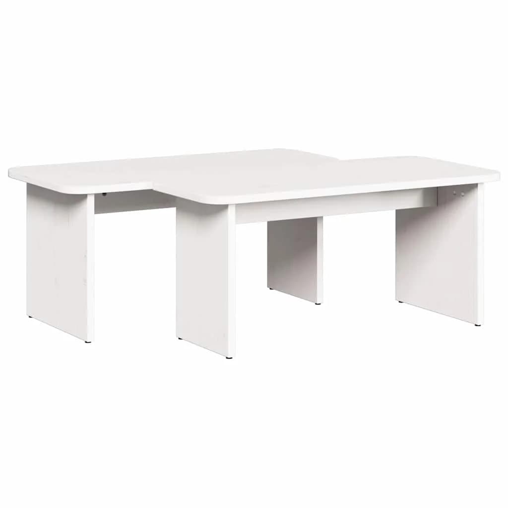 Klubska miza 2 kos Bela 100 x 69 x 35,5 cm Trdna borovina - slika 6