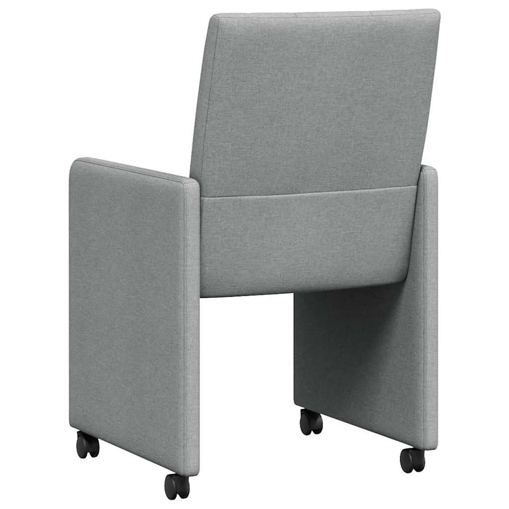 Jedilni stoli s kolesi 2 kos blago Svetlo siva 58 x 65 x 94 cm - slika 6