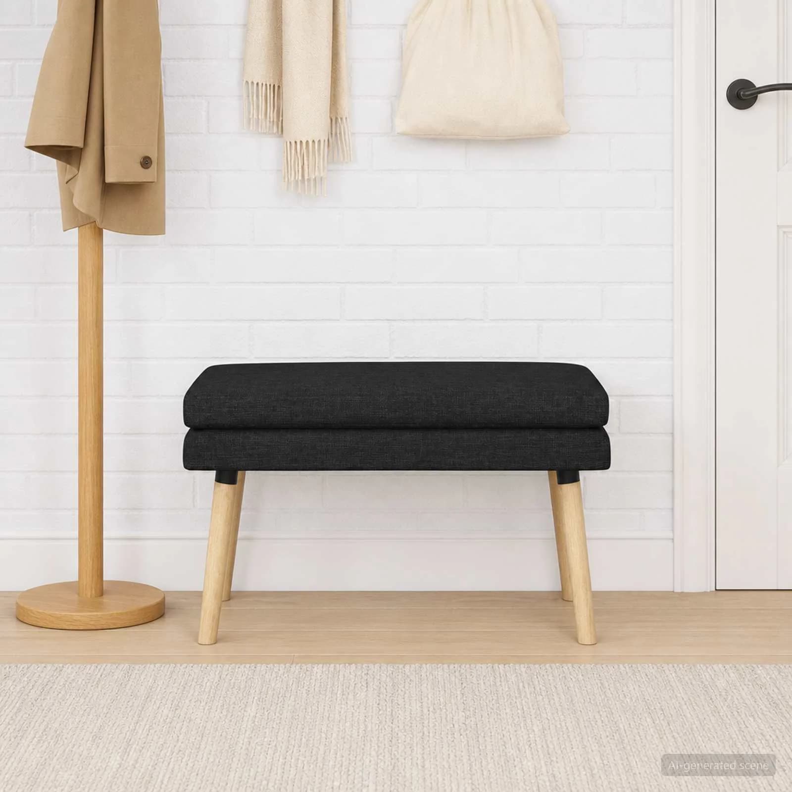 Dvojna klop Črna 80 x 40 x 47 cm Blago - slika 3