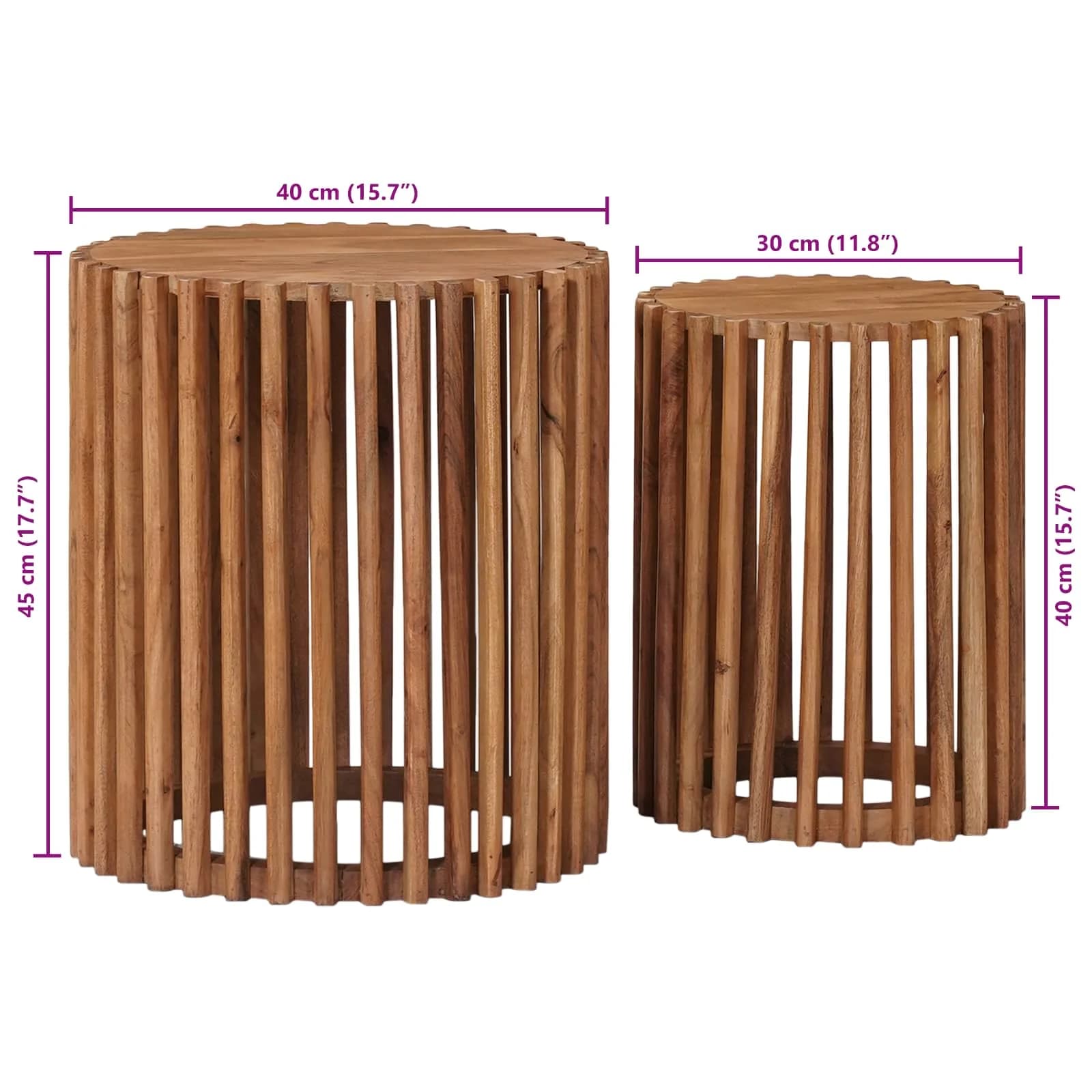 Ročno izdelan set stranskih miz 2 kos Teak rjava - slika 12