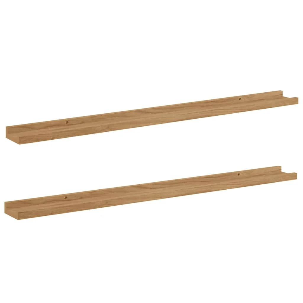 Stenska polica Montaža za steno 2 kos Rjava 100 x 9 x 3 cm - slika 2