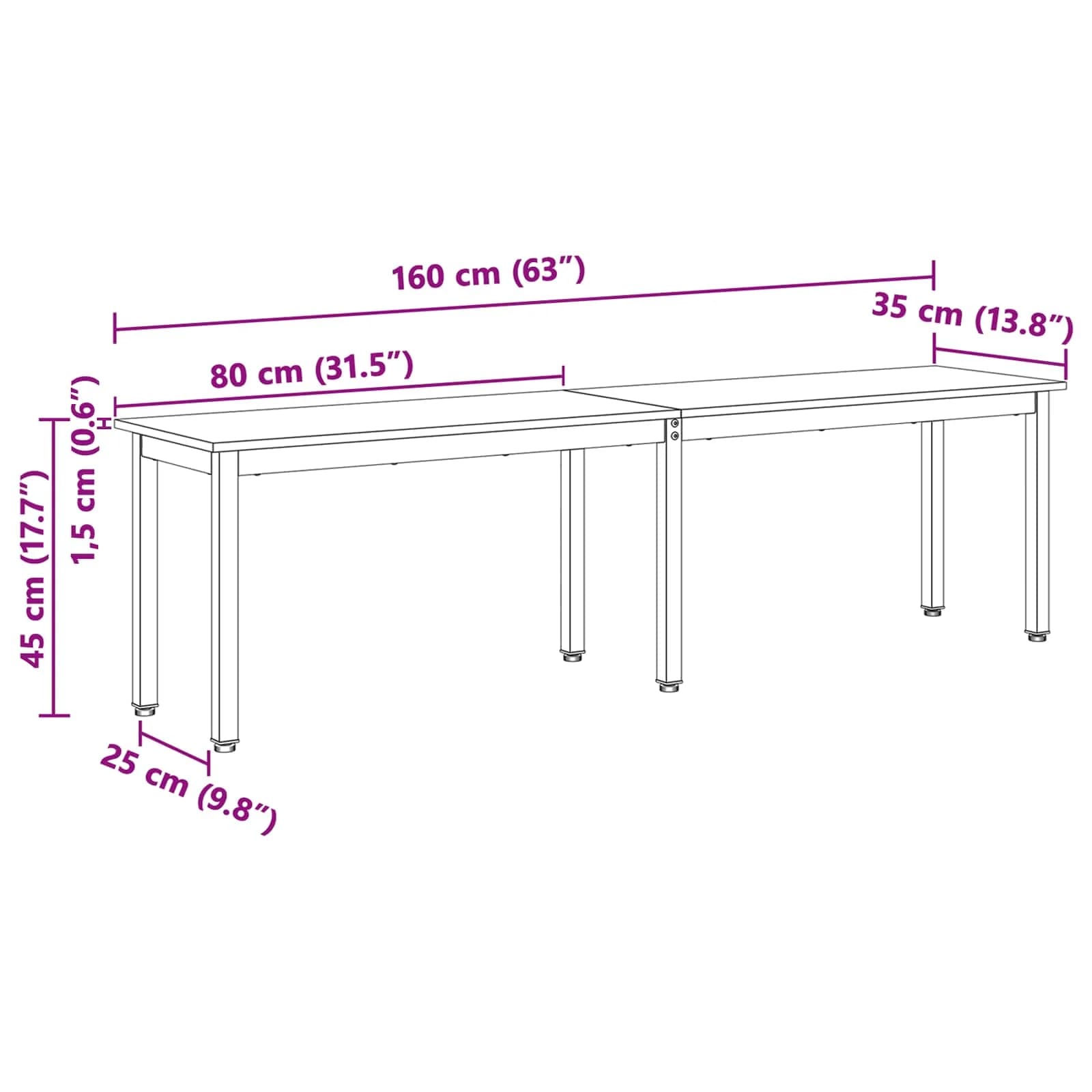 klop Bela 160 x 35 x 45 cm Masivno borovo les - slika 10