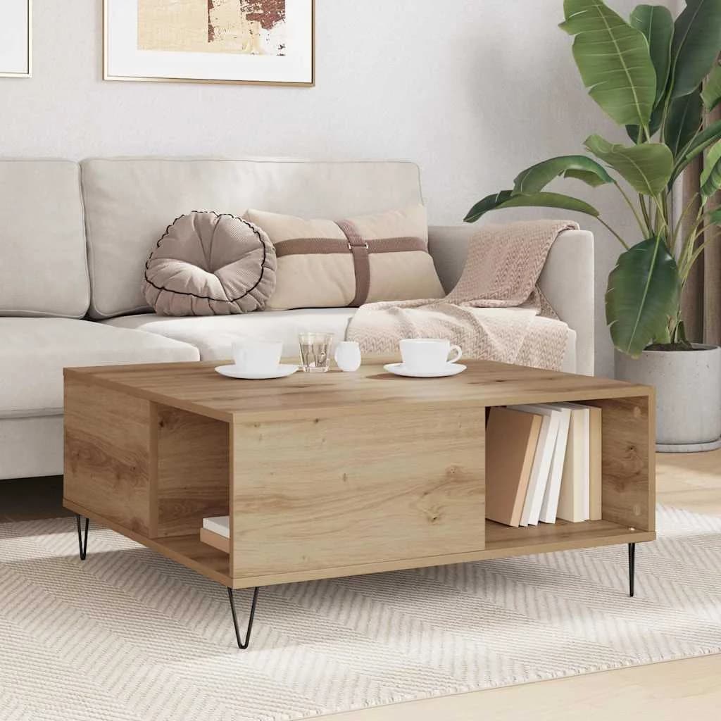 Klubska miza Umetni hrast 80 x 80 x 36,5 cm Inženirski les - slika 4