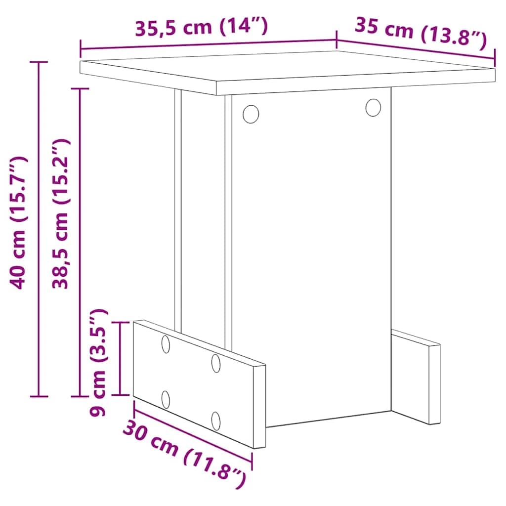 Stranska miza Betonsko siva 35,5 x 35 x 40 cm Inženirski les - slika 12