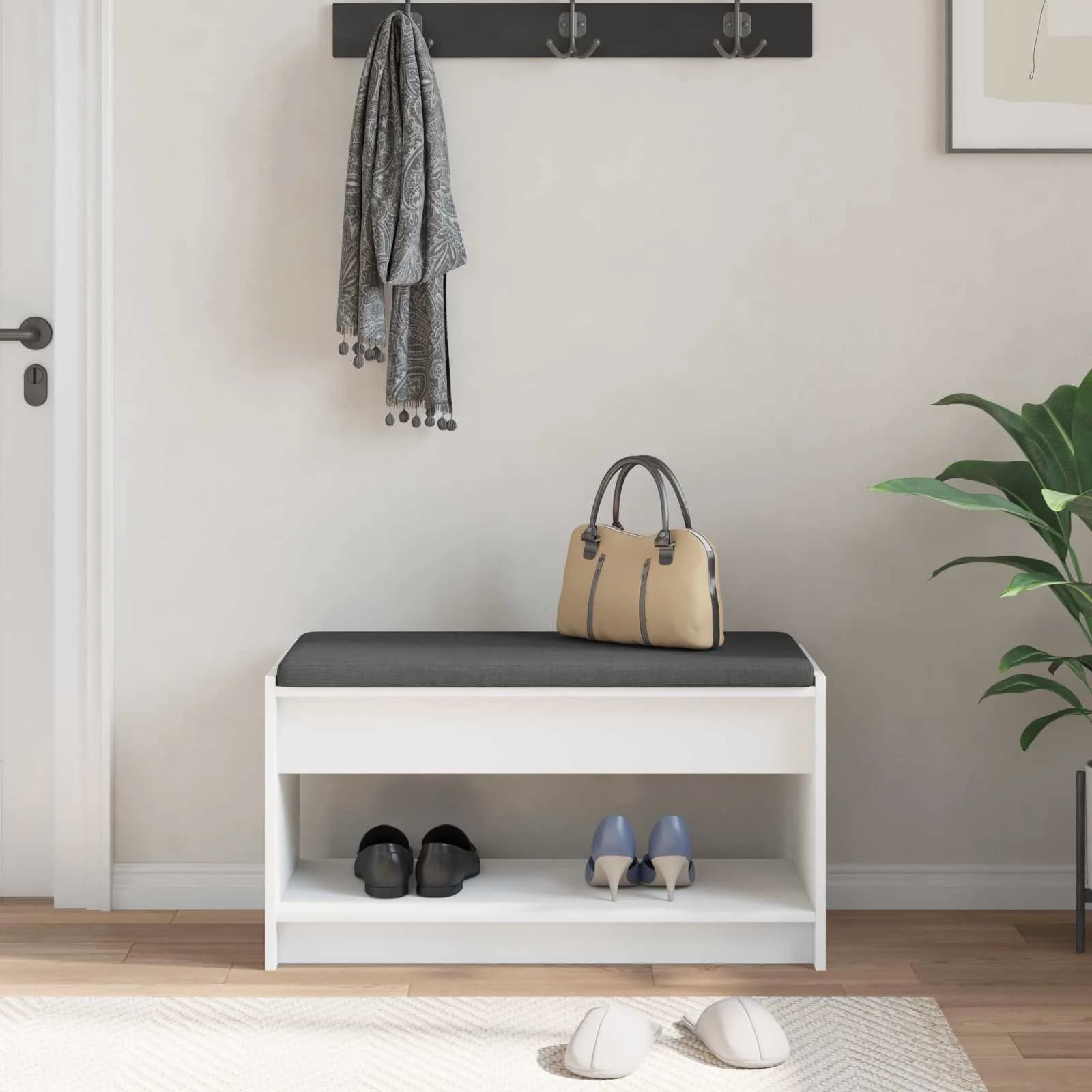 Haldna klop Bela 83 x 38 x 45 cm Oblikovan Les in Tkanina - slika 4
