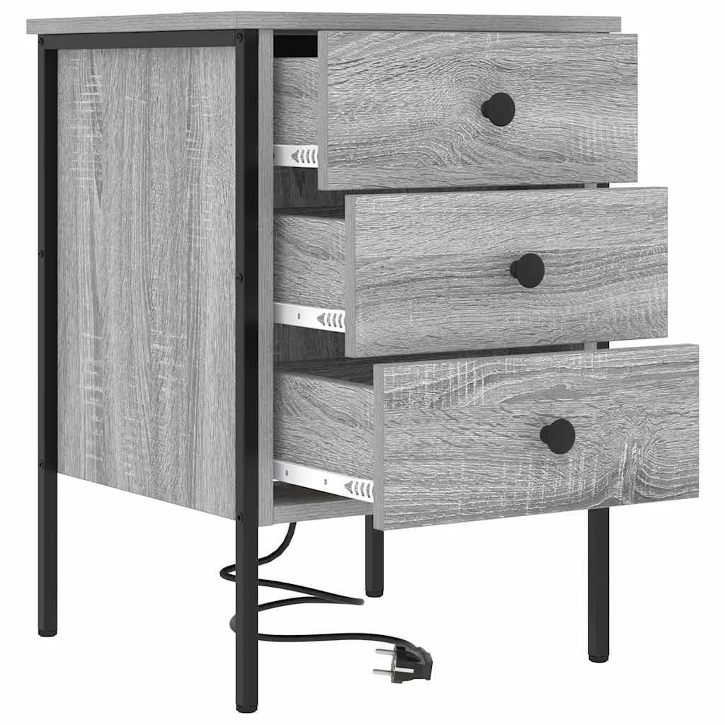 Nočna omarica 2 kos Siva Sonoma 42 x 41 x 61 cm Inženirski les - slika 6