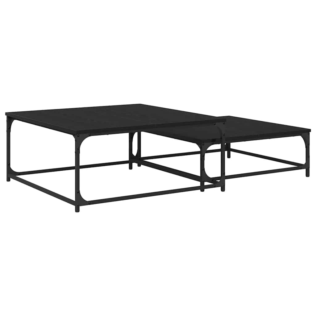 Klubska miza 2 kos Črna Orehovina 80 x 80 x 35 cm - slika 2